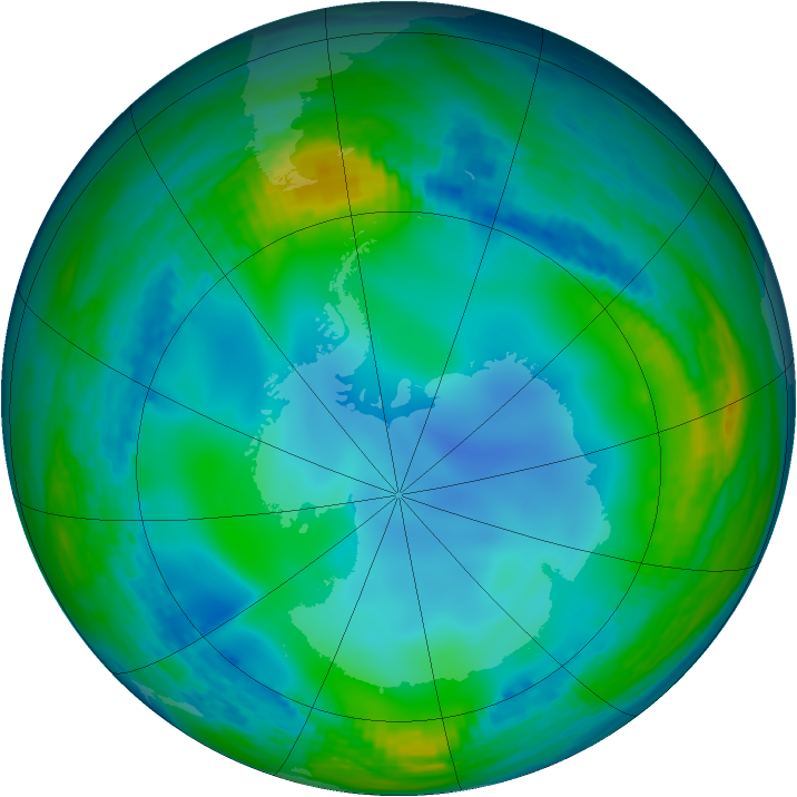 Antarctic ozone map for 26 June 1990